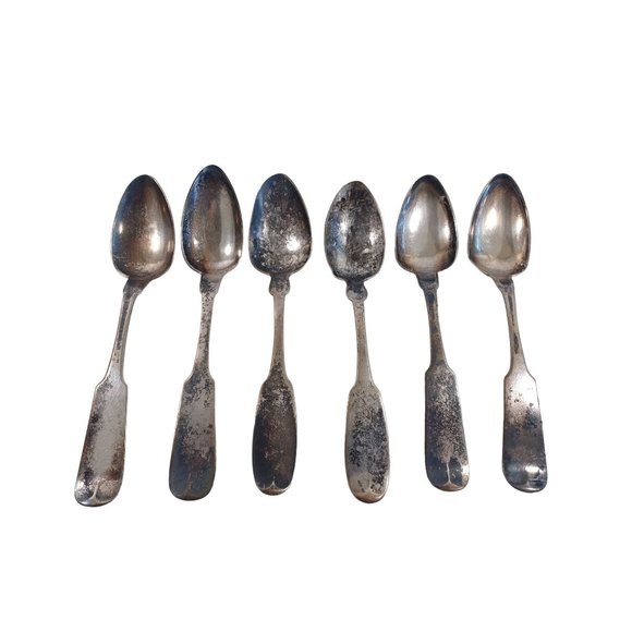 Vtg Set of 6 Silverplate Tablespoons Mitchell & Tyler Darracott 8.75" Old Used